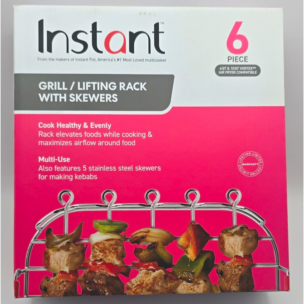 Air fryer insert Grill/Lifting Rack w Skewers 6-Piece Stainless Steel 6 / 10 Qt